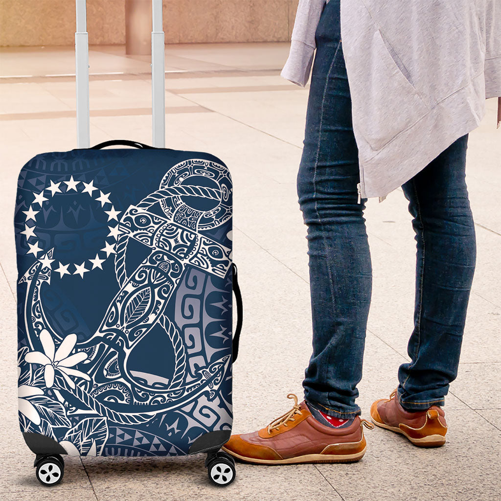 Navy Kuki Airani Tapakau Luggage Cover Tribal Anchor Mix Tiare