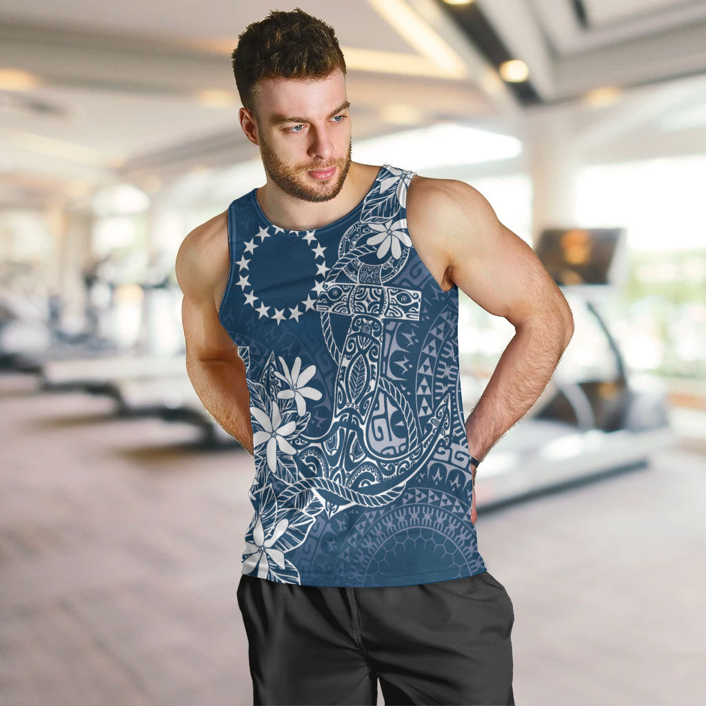 Navy Kuki Airani Tapakau Men Tank Top Tribal Anchor Mix Tiare