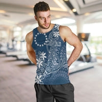 Navy Kuki Airani Tapakau Men Tank Top Tribal Anchor Mix Tiare