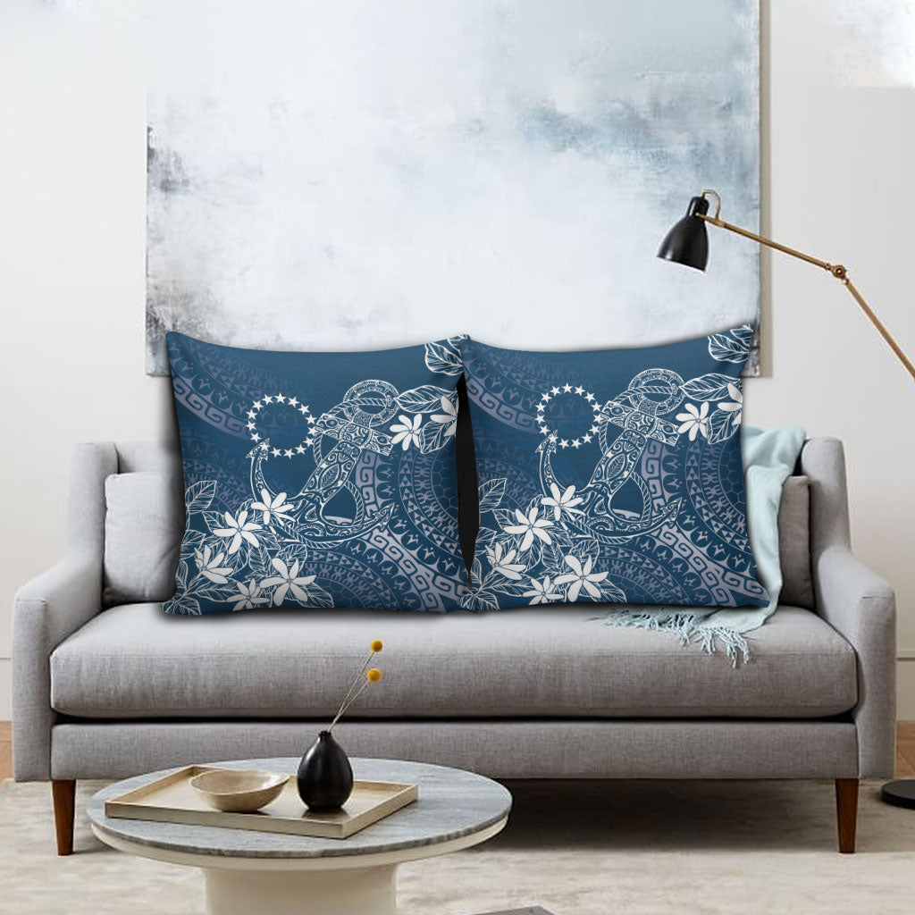 Navy Kuki Airani Tapakau Pillow Cover Tribal Anchor Mix Tiare