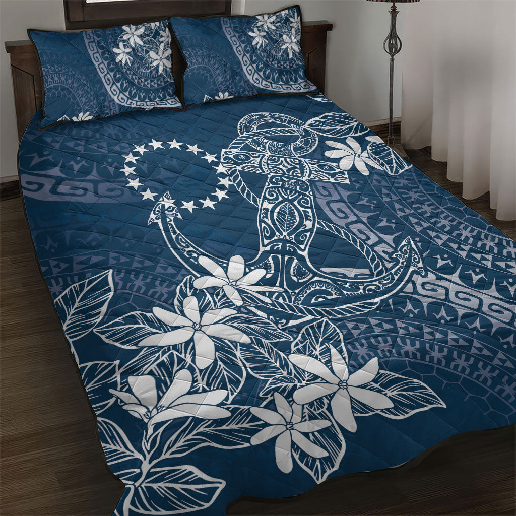 Navy Kuki Airani Tapakau Quilt Bed Set Tribal Anchor Mix Tiare