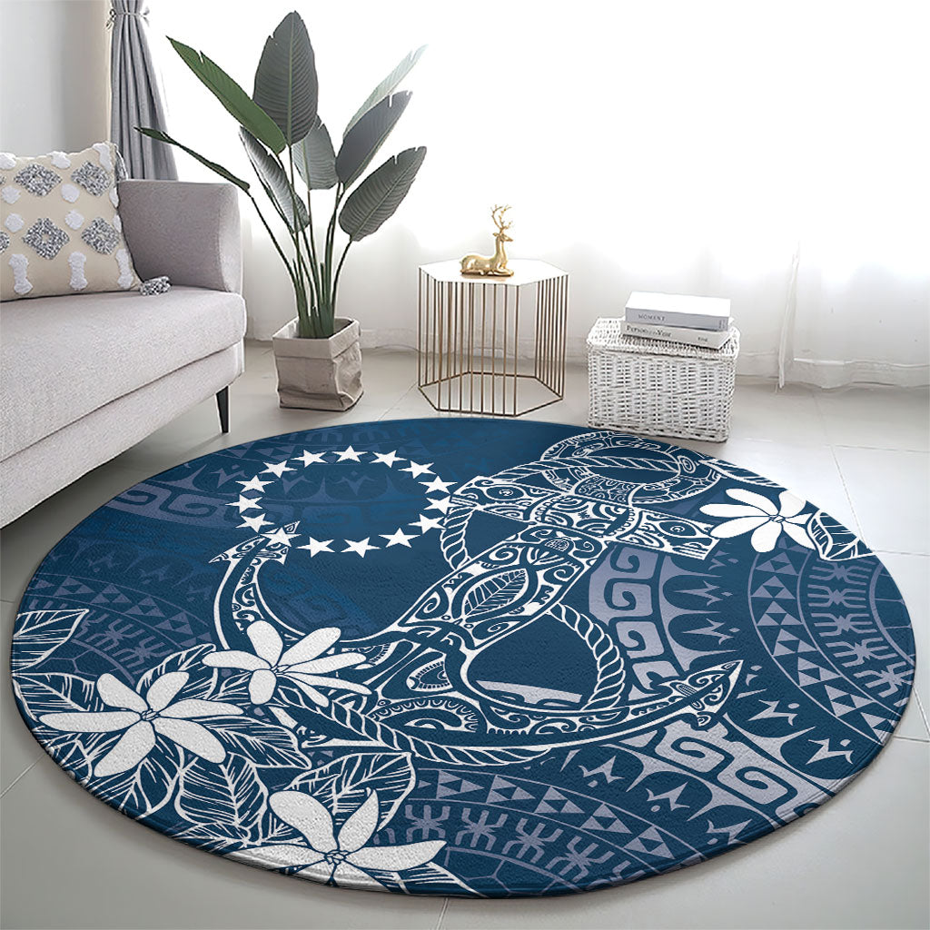 Navy Kuki Airani Tapakau Round Carpet Tribal Anchor Mix Tiare