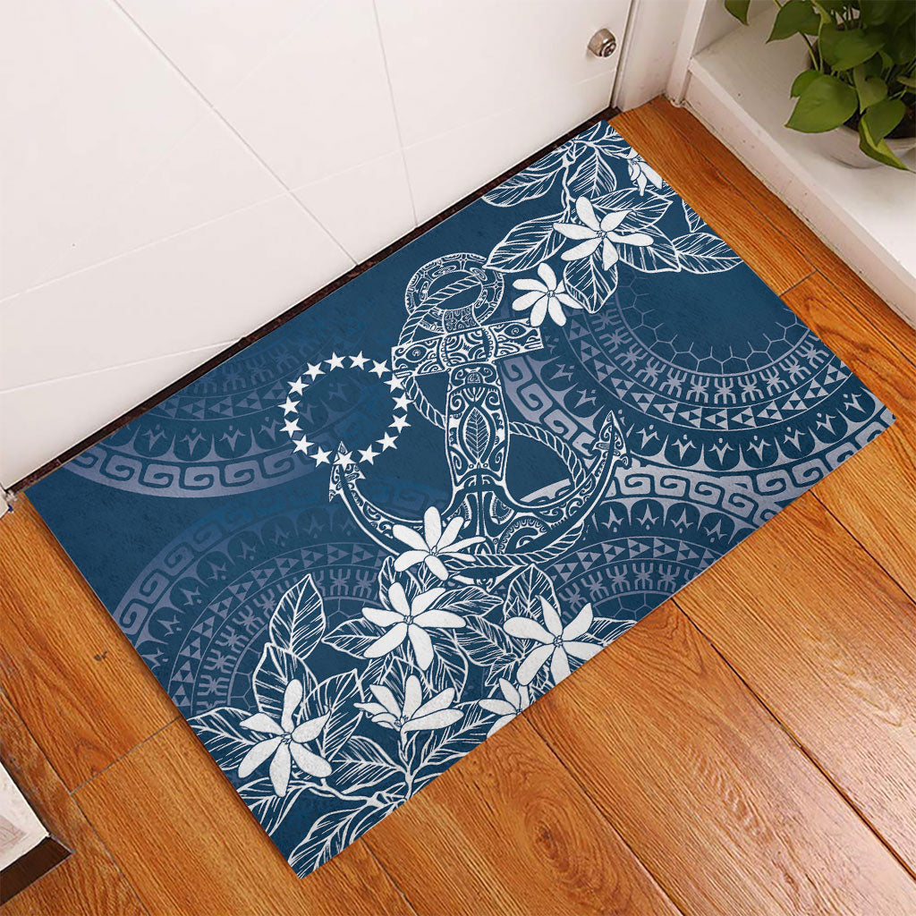 Navy Kuki Airani Tapakau Rubber Doormat Tribal Anchor Mix Tiare