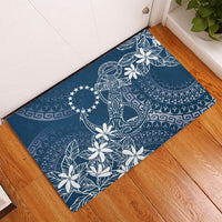 Navy Kuki Airani Tapakau Rubber Doormat Tribal Anchor Mix Tiare