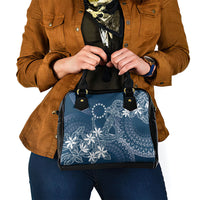 Navy Kuki Airani Tapakau Shoulder Handbag Tribal Anchor Mix Tiare