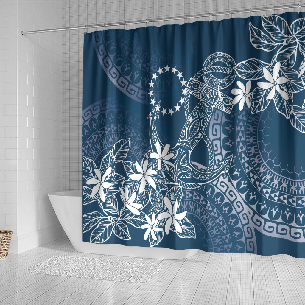 Navy Kuki Airani Tapakau Shower Curtain Tribal Anchor Mix Tiare