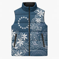 Navy Kuki Airani Tapakau Sleeveless Puffer Jacket Tribal Anchor Mix Tiare