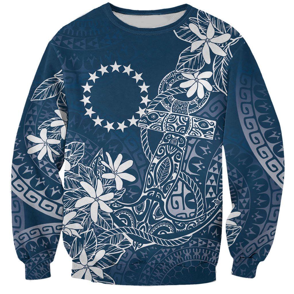 Navy Kuki Airani Tapakau Sweatshirt Tribal Anchor Mix Tiare