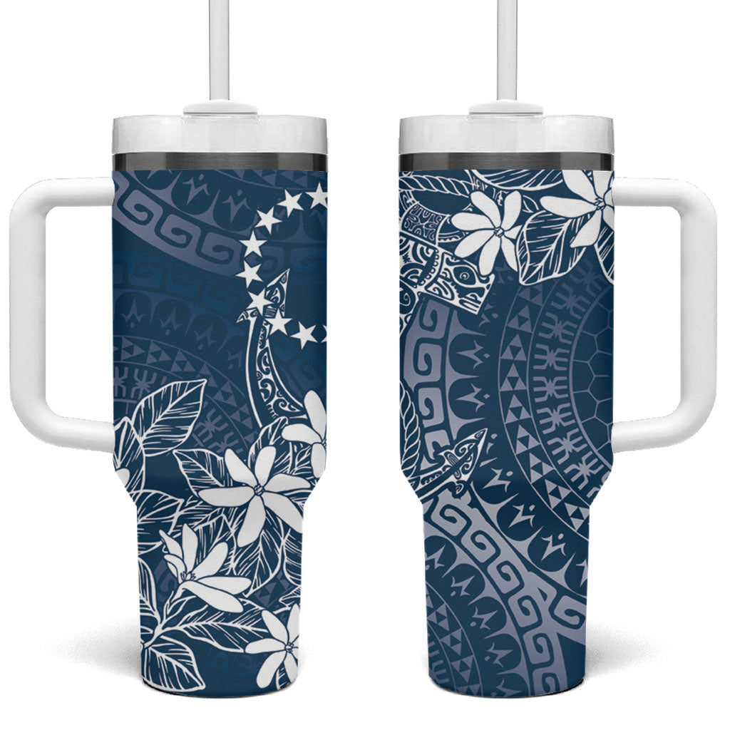 Navy Kuki Airani Tapakau Tumbler With Handle Tribal Anchor Mix Tiare