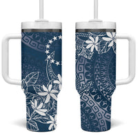 Navy Kuki Airani Tapakau Tumbler With Handle Tribal Anchor Mix Tiare