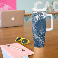 Navy Kuki Airani Tapakau Tumbler With Handle Tribal Anchor Mix Tiare