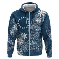 Navy Kuki Airani Tapakau Zip Hoodie Tribal Anchor Mix Tiare