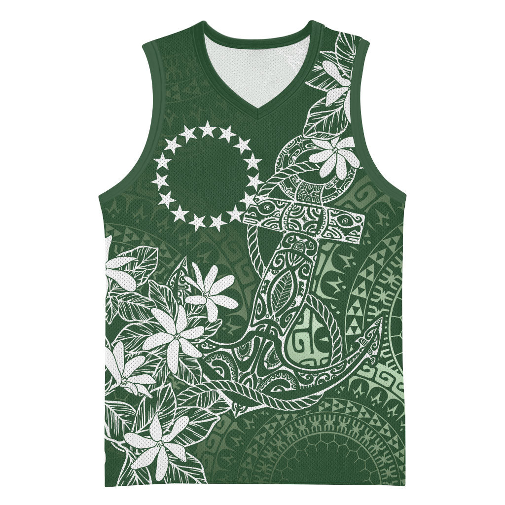 Sage Green Kuki Airani Tapakau Basketball Jersey Tribal Anchor Mix Tiare