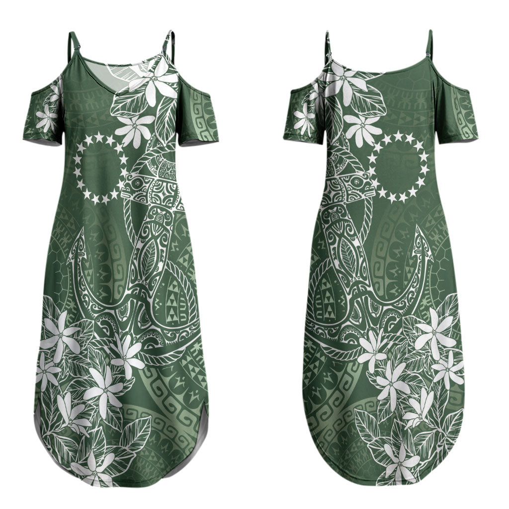 Sage Green Kuki Airani Tapakau Couples Matching Summer Maxi Dress and Hawaiian Shirt Tribal Anchor Mix Tiare LT7 - Polynesian Pride