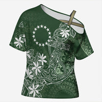 Sage Green Kuki Airani Tapakau Cross Shoulder Shirt Tribal Anchor Mix Tiare