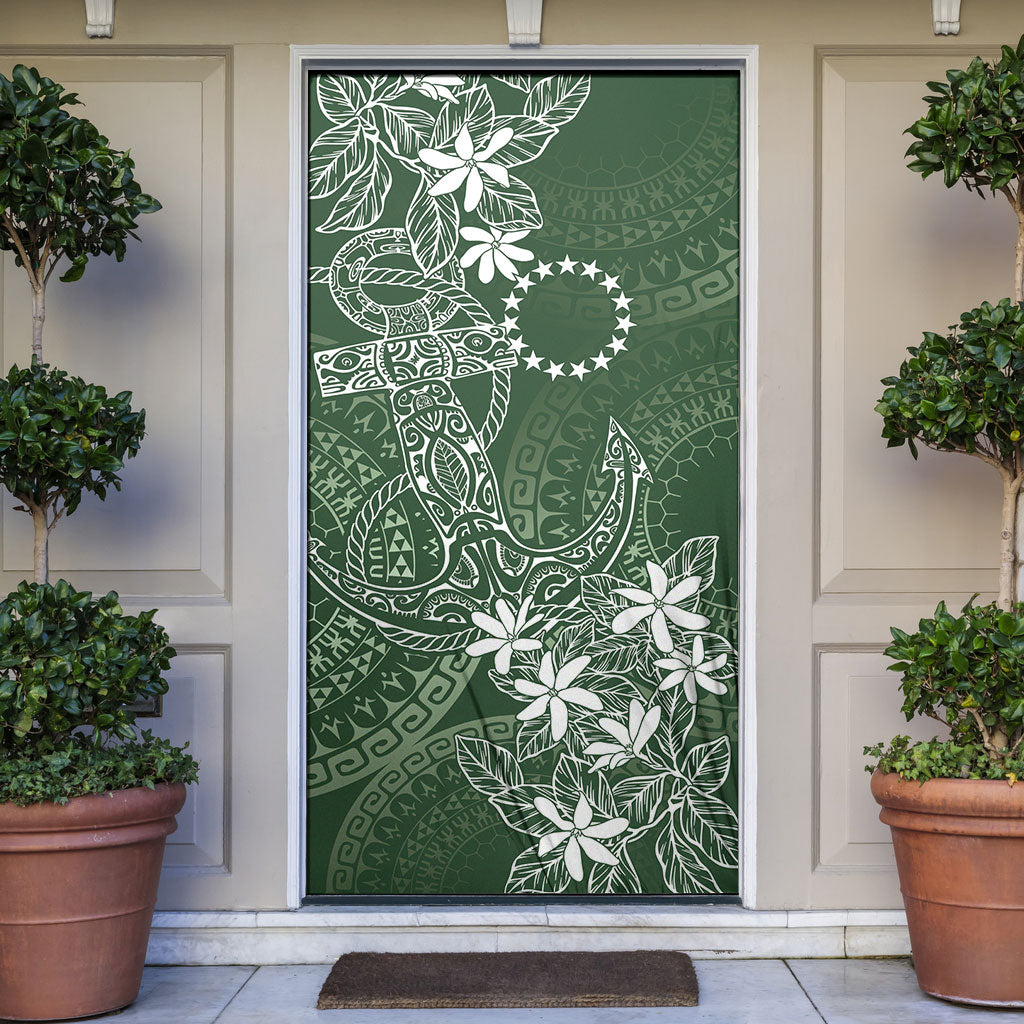 Sage Green Kuki Airani Tapakau Door Cover Tribal Anchor Mix Tiare LT7 Sage Green - Polynesian Pride