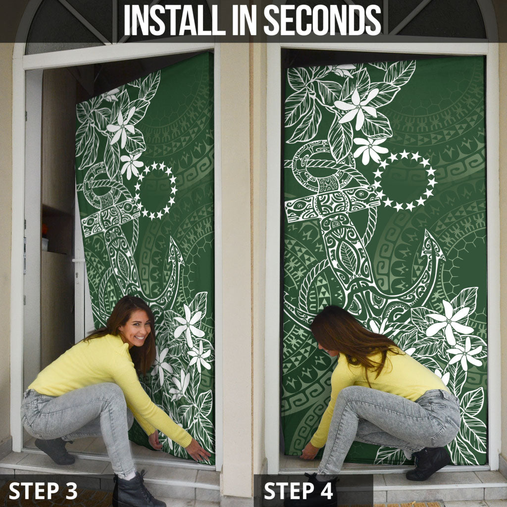 Sage Green Kuki Airani Tapakau Door Cover Tribal Anchor Mix Tiare LT7 - Polynesian Pride