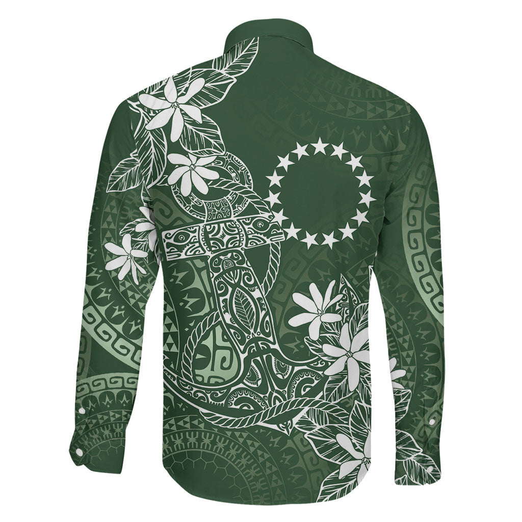 Sage Green Kuki Airani Tapakau Family Matching Mermaid Dress and Hawaiian Shirt Tribal Anchor Mix Tiare LT7 - Polynesian Pride