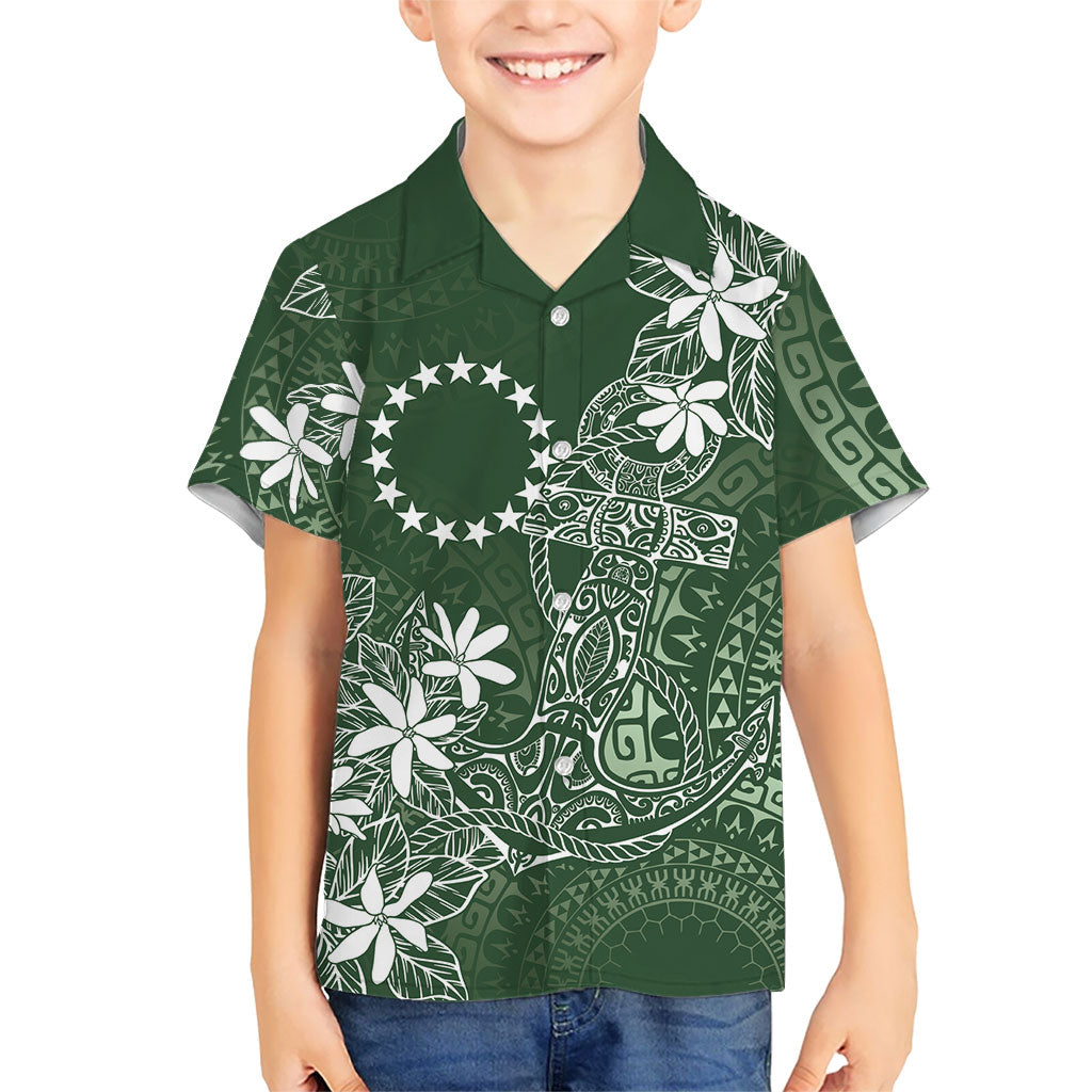 Sage Green Kuki Airani Tapakau Family Matching Puletasi and Hawaiian Shirt Tribal Anchor Mix Tiare LT7 Son's Shirt Sage Green - Polynesian Pride