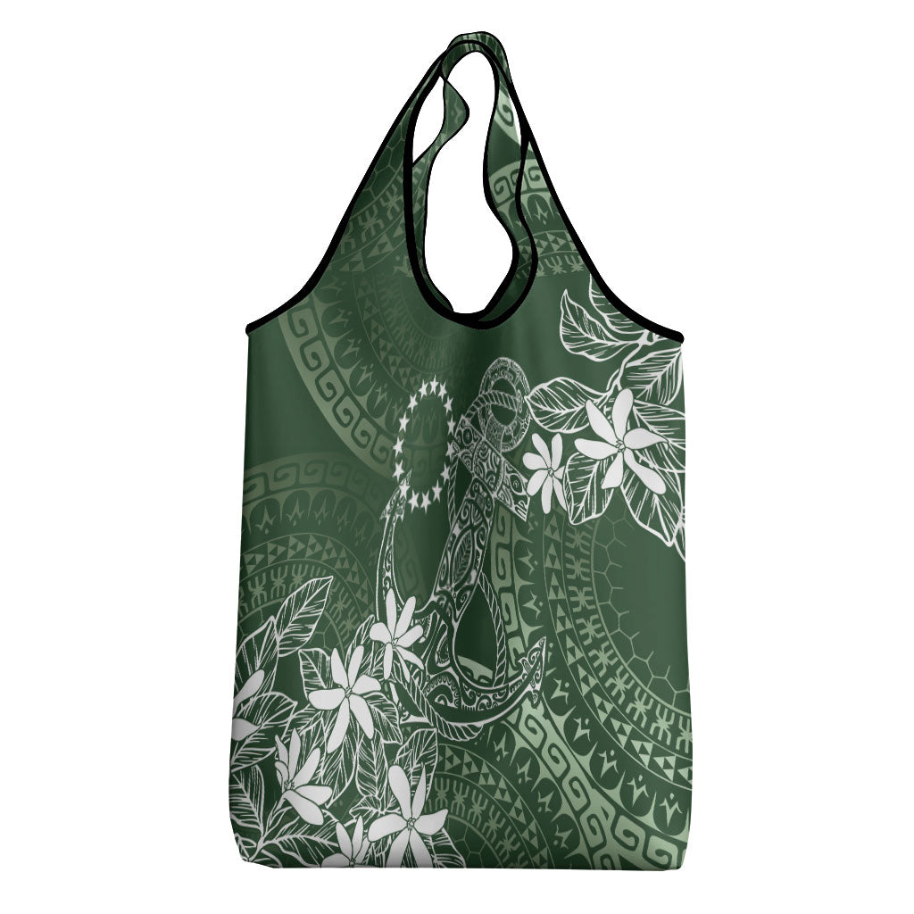 Sage Green Kuki Airani Tapakau Grocery Bag Tribal Anchor Mix Tiare