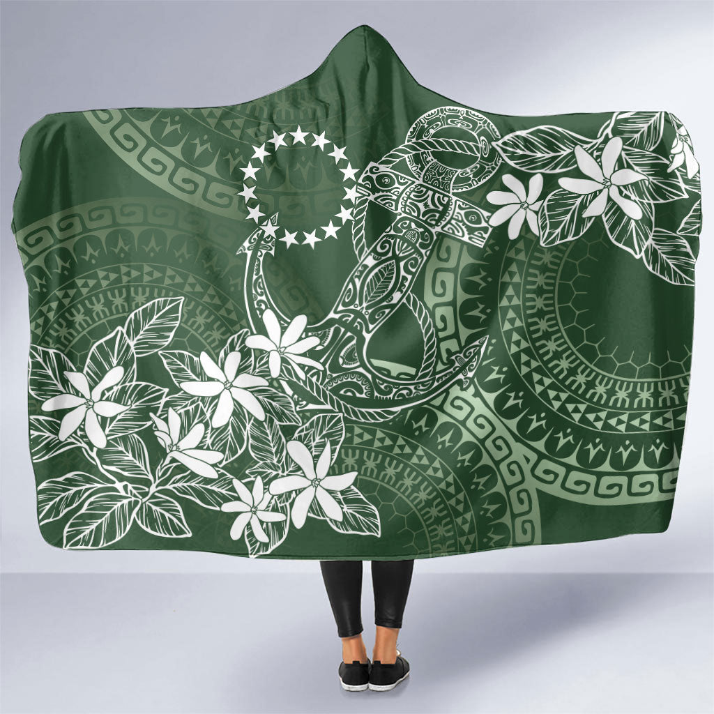 Sage Green Kuki Airani Tapakau Hooded Blanket Tribal Anchor Mix Tiare