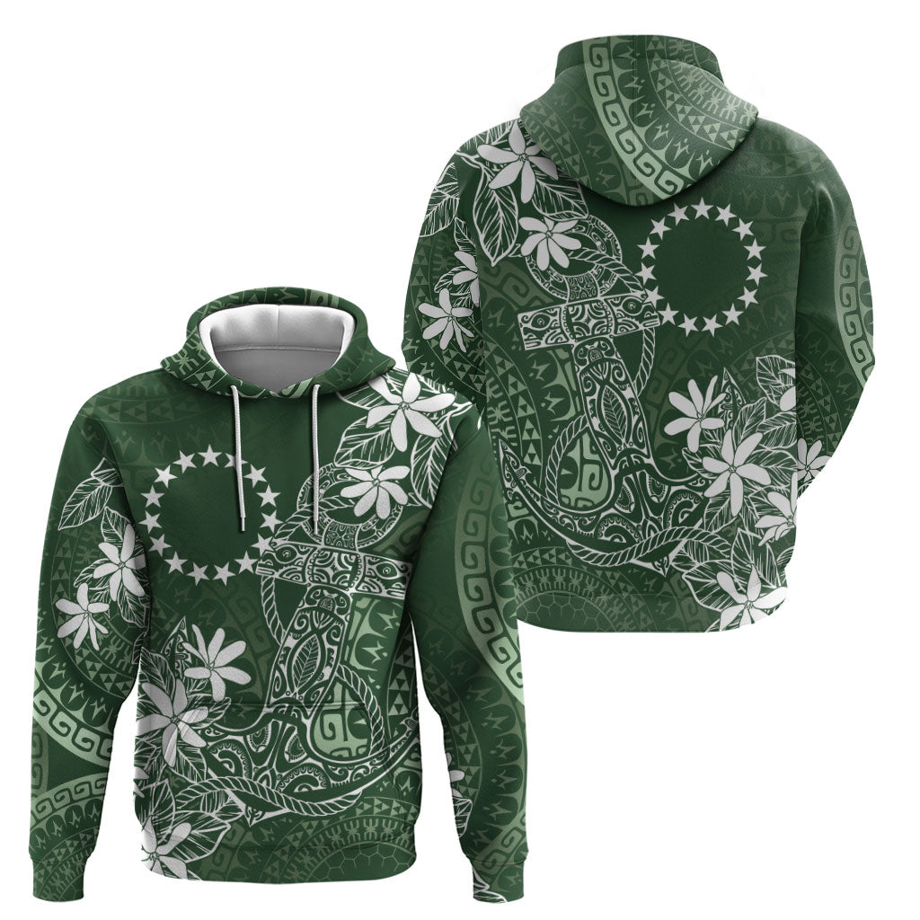 Sage Green Kuki Airani Tapakau Hoodie Tribal Anchor Mix Tiare