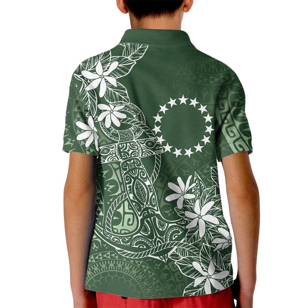 Sage Green Kuki Airani Tapakau Kid Polo Shirt Tribal Anchor Mix Tiare