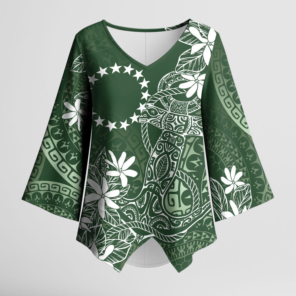 Sage Green Kuki Airani Tapakau Kimono Sleeve Blouse Tribal Anchor Mix Tiare LT7 Female Sage Green - Polynesian Pride