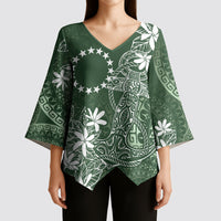 Sage Green Kuki Airani Tapakau Kimono Sleeve Blouse Tribal Anchor Mix Tiare LT7 - Polynesian Pride
