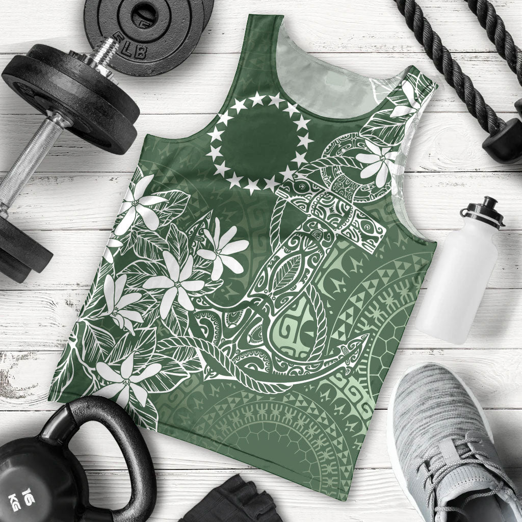 Sage Green Kuki Airani Tapakau Men Tank Top Tribal Anchor Mix Tiare