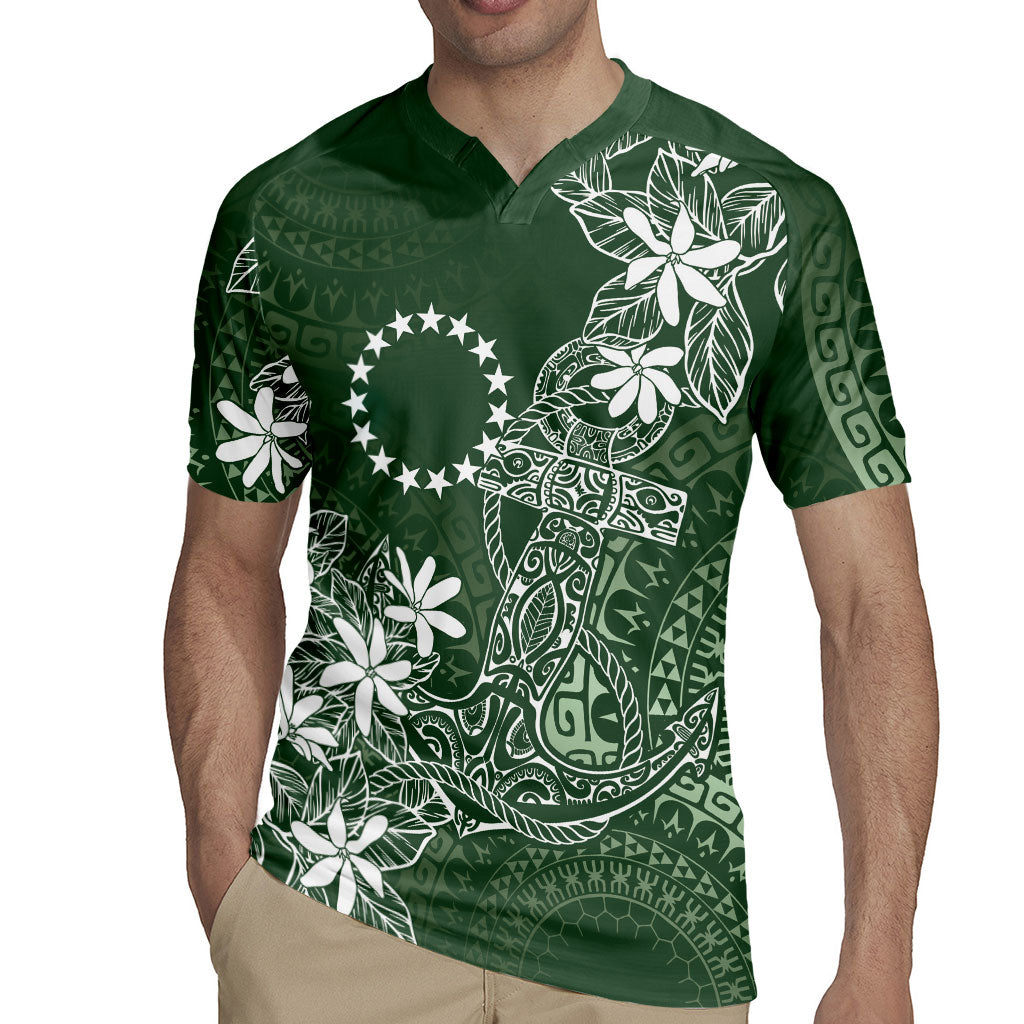 Sage Green Kuki Airani Tapakau Rugby Jersey Tribal Anchor Mix Tiare