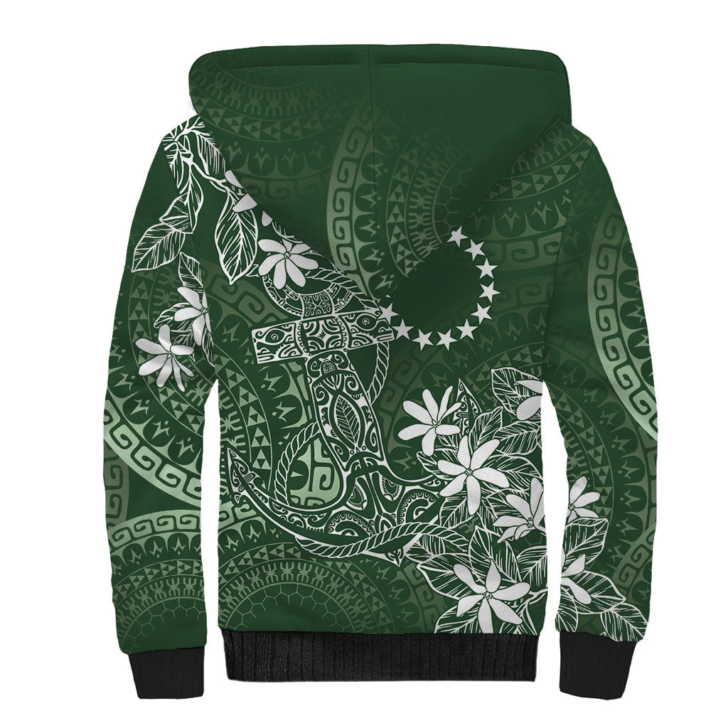 Sage Green Kuki Airani Tapakau Sherpa Hoodie Tribal Anchor Mix Tiare