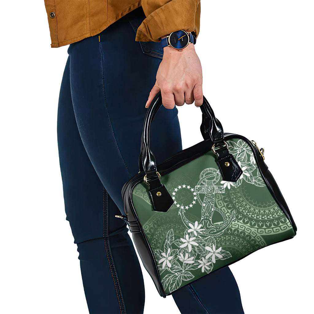 Sage Green Kuki Airani Tapakau Shoulder Handbag Tribal Anchor Mix Tiare