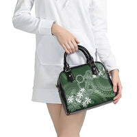 Sage Green Kuki Airani Tapakau Shoulder Handbag Tribal Anchor Mix Tiare