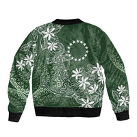 Sage Green Kuki Airani Tapakau Sleeve Zip Bomber Jacket Tribal Anchor Mix Tiare