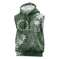 Sage Green Kuki Airani Tapakau Sleeveless Hoodie Tribal Anchor Mix Tiare LT7 Sage Green - Polynesian Pride