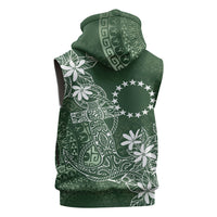 Sage Green Kuki Airani Tapakau Sleeveless Hoodie Tribal Anchor Mix Tiare LT7 - Polynesian Pride
