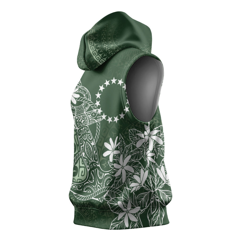 Sage Green Kuki Airani Tapakau Sleeveless Hoodie Tribal Anchor Mix Tiare LT7 - Polynesian Pride