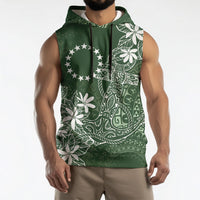 Sage Green Kuki Airani Tapakau Sleeveless Hoodie Tribal Anchor Mix Tiare LT7 - Polynesian Pride