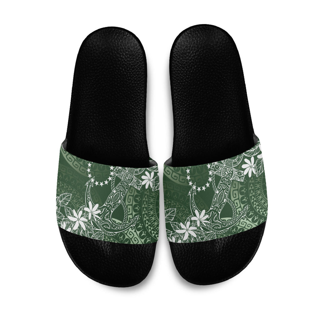Sage Green Kuki Airani Tapakau Slide Sandals Tribal Anchor Mix Tiare