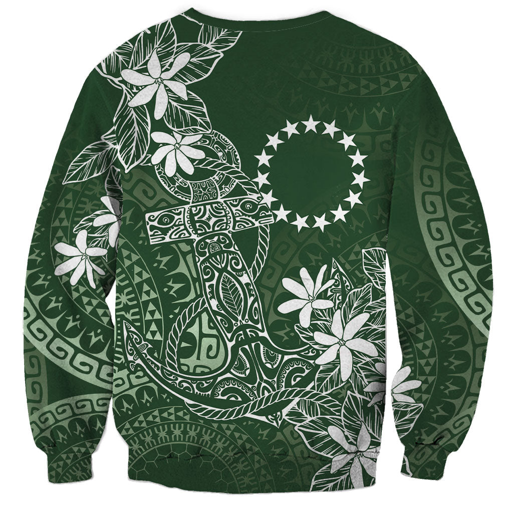 Sage Green Kuki Airani Tapakau Sweatshirt Tribal Anchor Mix Tiare