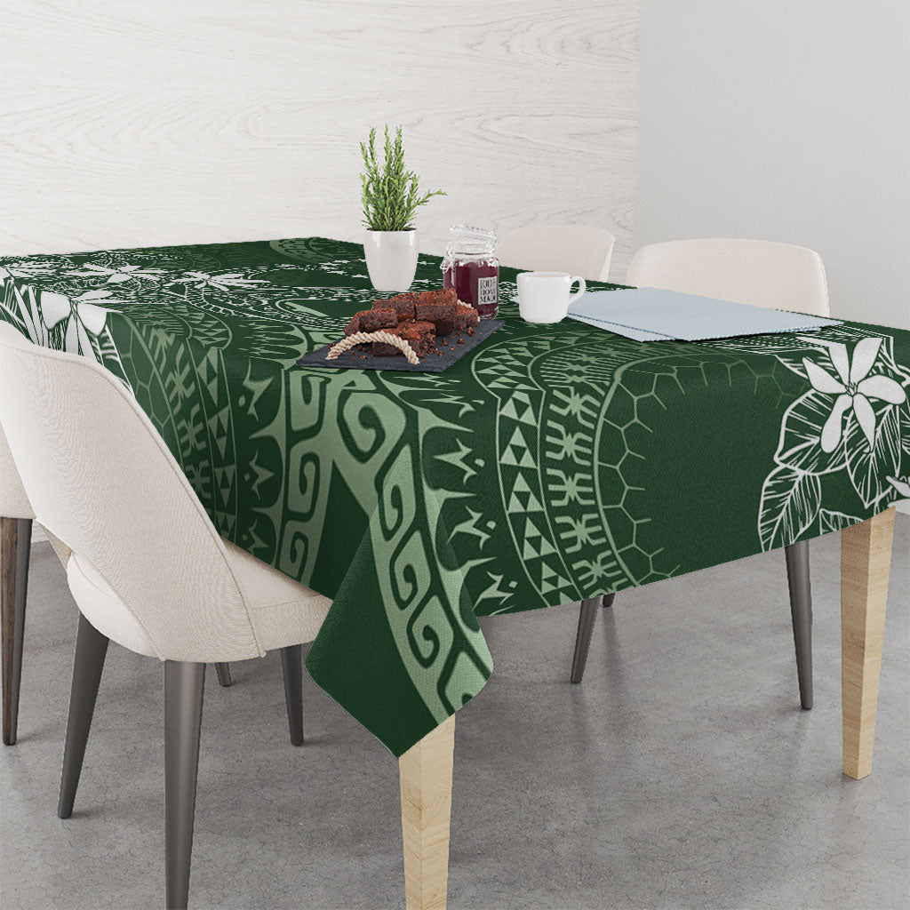 Sage Green Kuki Airani Tapakau Tablecloth Tribal Anchor Mix Tiare