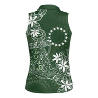 Sage Green Kuki Airani Tapakau Women Sleeveless Polo Shirt Tribal Anchor Mix Tiare LT7 - Polynesian Pride