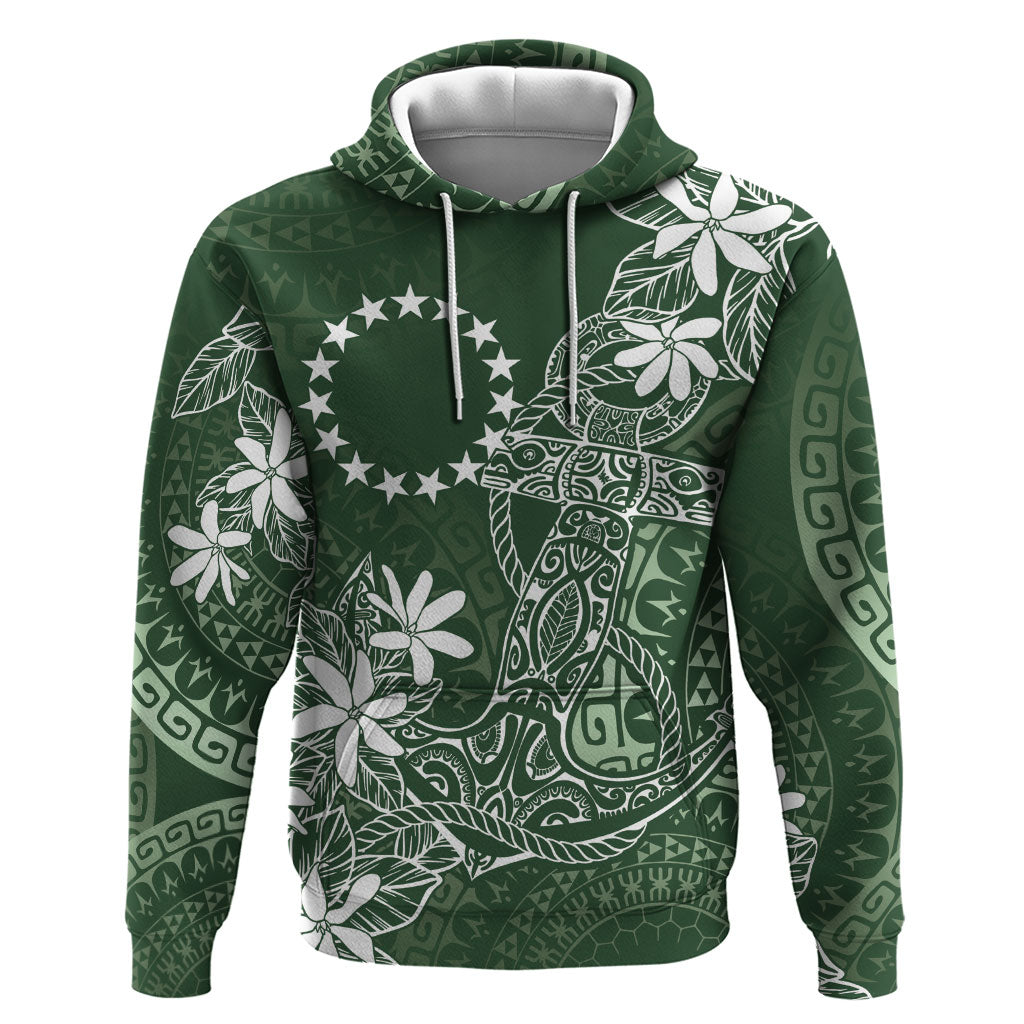 Sage Green Kuki Airani Tapakau Zip Hoodie Tribal Anchor Mix Tiare