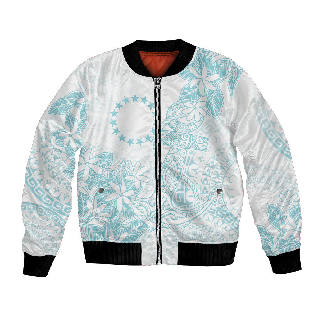 Turquoise Kuki Airani Tapakau Bomber Jacket Tribal Anchor Mix Tiare