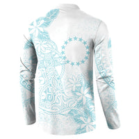 Turquoise Kuki Airani Tapakau Button Sweatshirt Tribal Anchor Mix Tiare