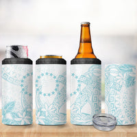 Turquoise Kuki Airani Tapakau 4 in 1 Can Cooler Tumbler Tribal Anchor Mix Tiare