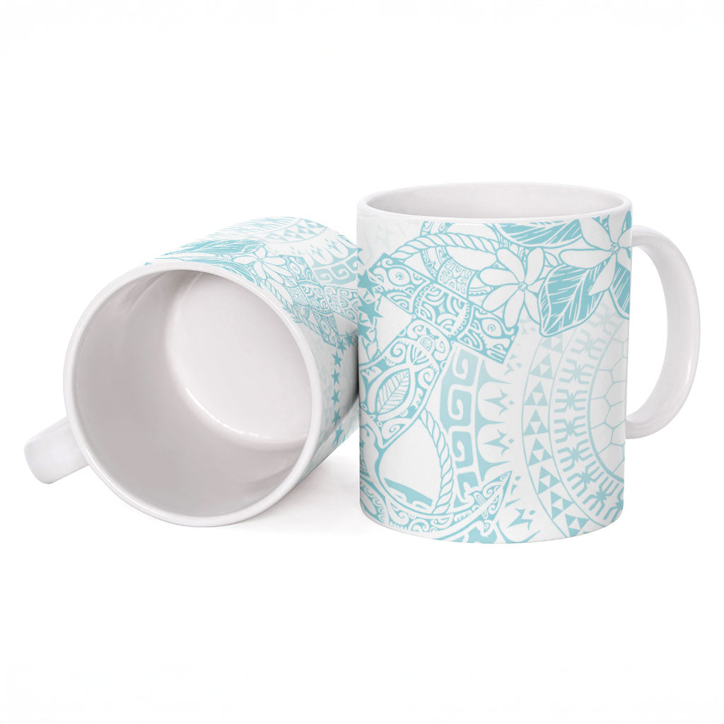 Turquoise Kuki Airani Tapakau Ceramic Mug Tribal Anchor Mix Tiare
