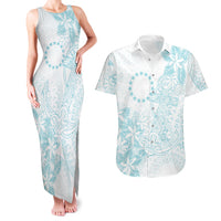 Turquoise Kuki Airani Tapakau Couples Matching Tank Maxi Dress and Hawaiian Shirt Tribal Anchor Mix Tiare LT7 Turquoise - Polynesian Pride