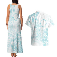Turquoise Kuki Airani Tapakau Couples Matching Tank Maxi Dress and Hawaiian Shirt Tribal Anchor Mix Tiare LT7 - Polynesian Pride